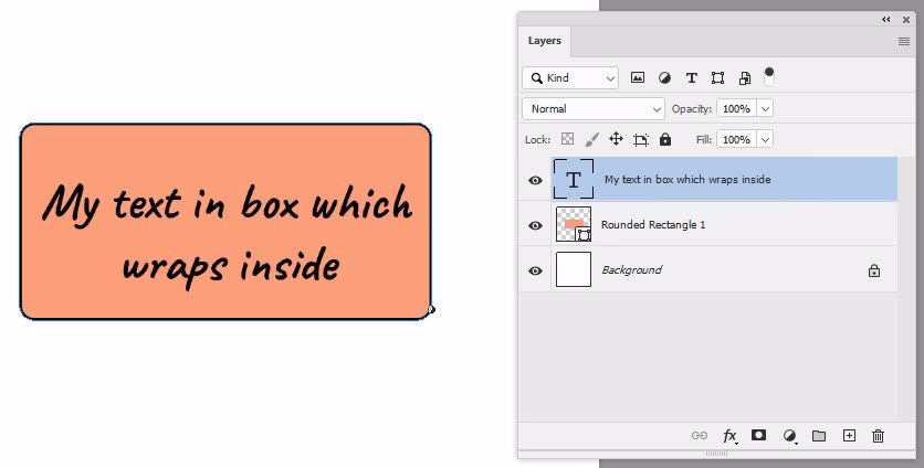 How do you convert text to a box in Photoshop?