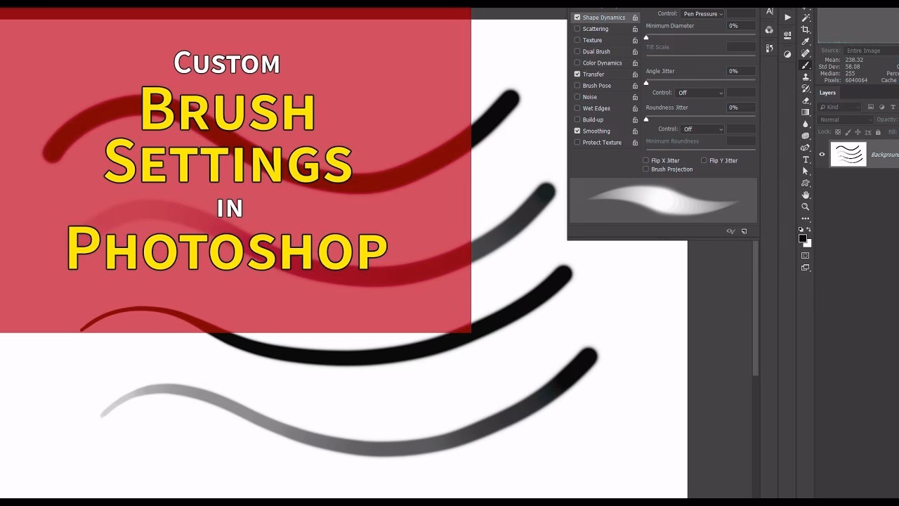 How do I adjust the brush tool in Photoshop?