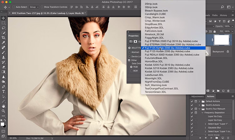 Where is the color lookup table in Photoshop?