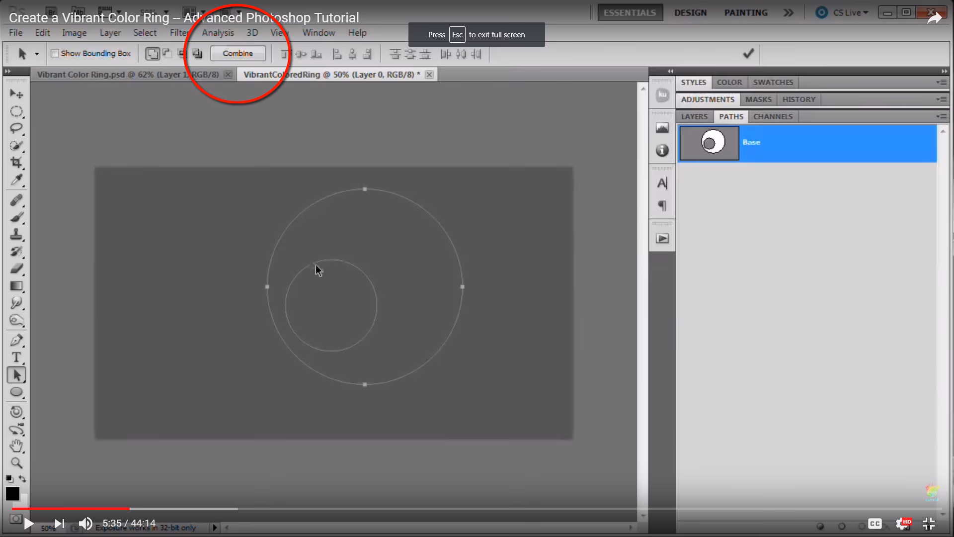 How do you connect two lines together in Photoshop?
