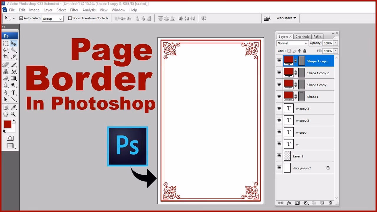 How to add border in Photoshop CS3?