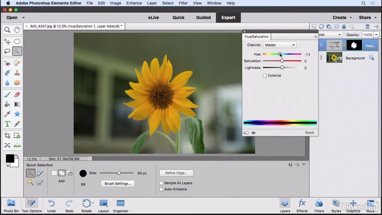 How do I select and move an element in Photoshop?