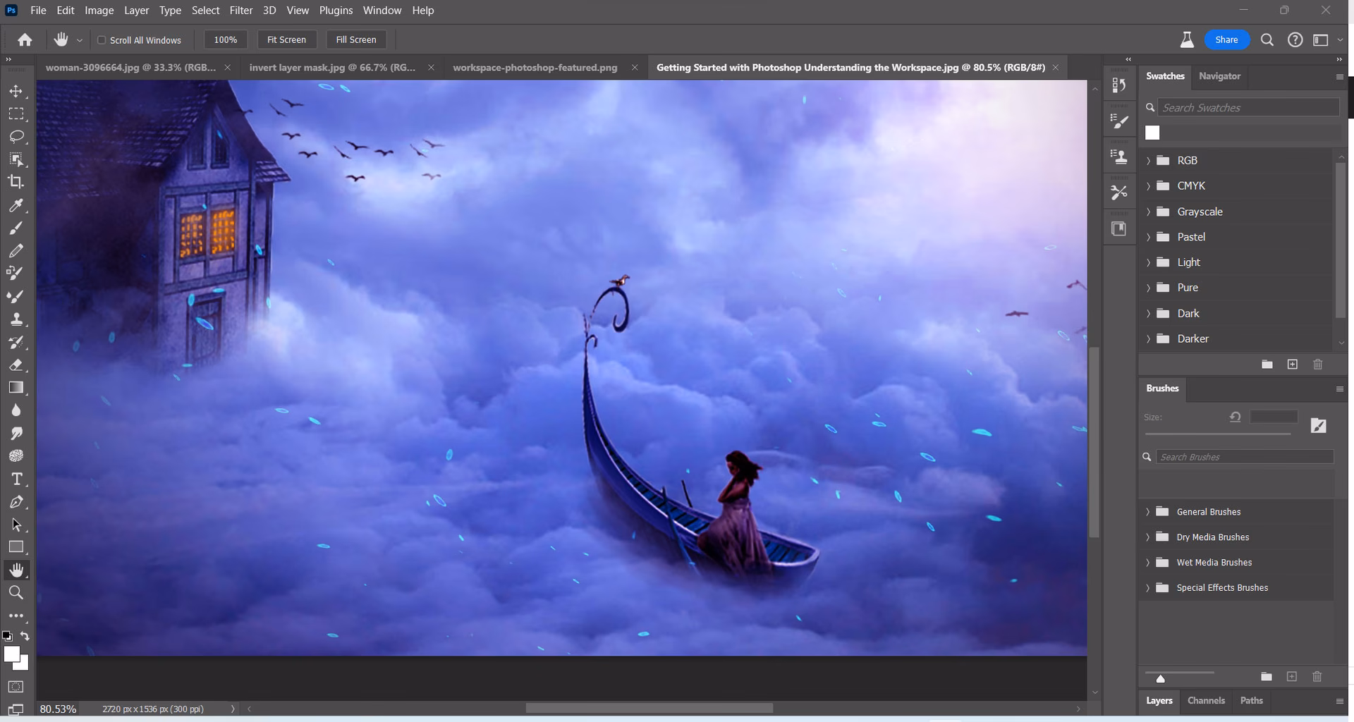 What is the benefit of using custom workspaces in Photoshop?