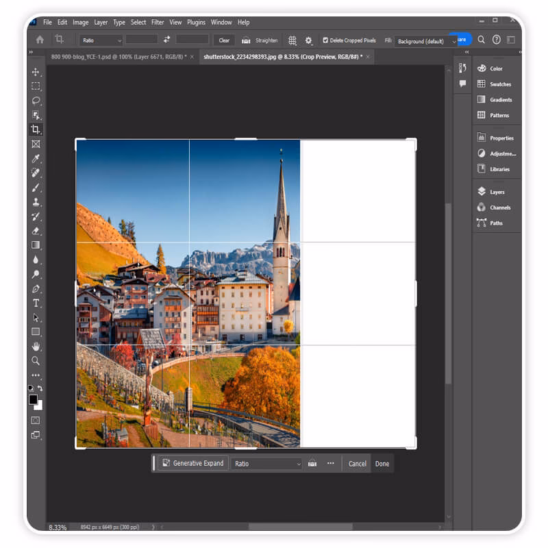 How do I turn off generative expand in Photoshop?
