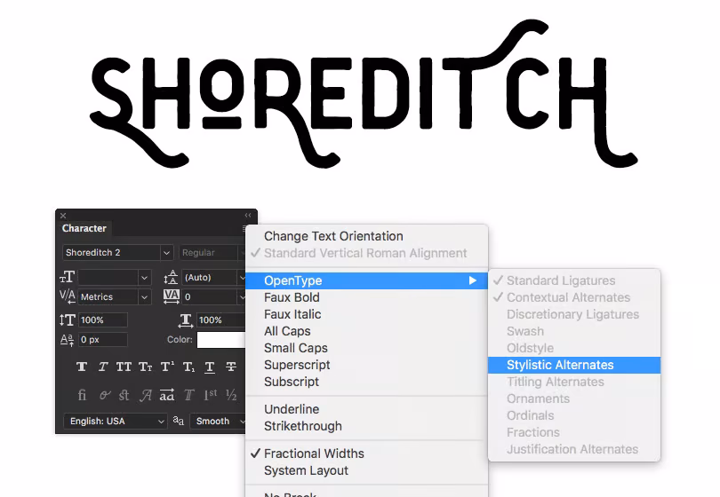 Does Photoshop support OpenType?