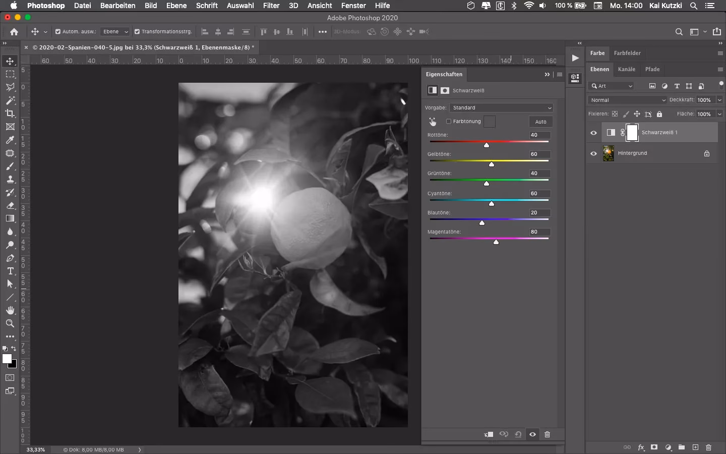 Wie macht man in Photoshop Weiß zu Schwarz?