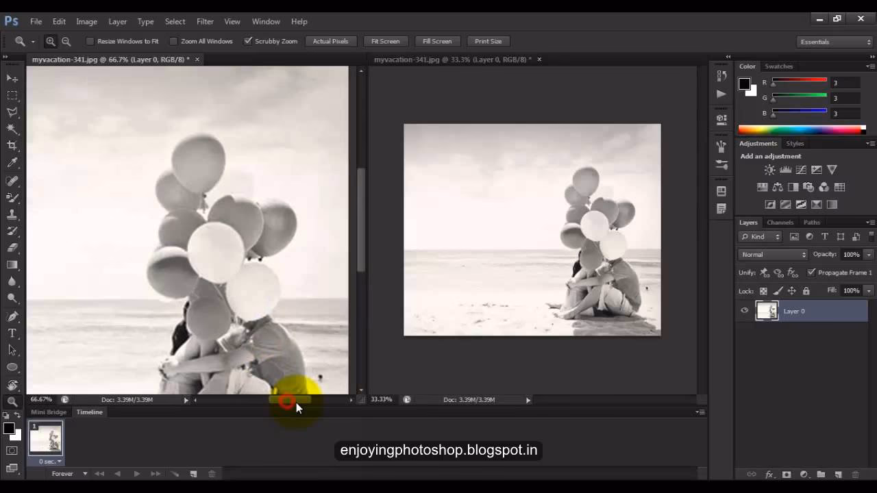 How do I view Photoshop files side by side?