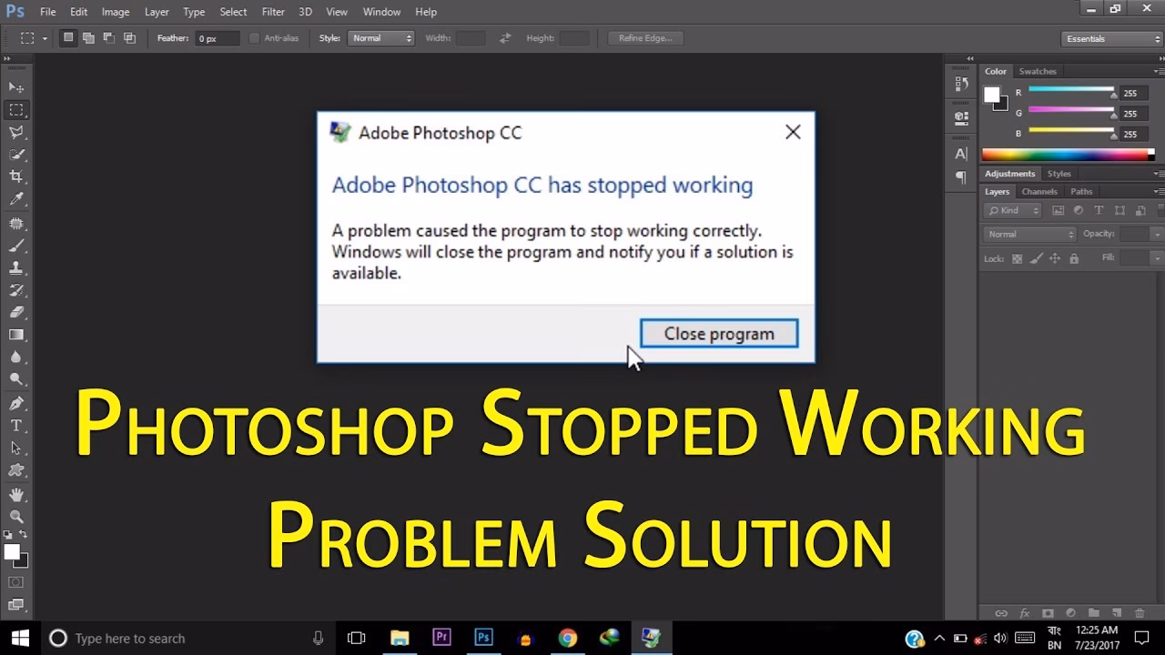 What to do when Photoshop stops responding?
