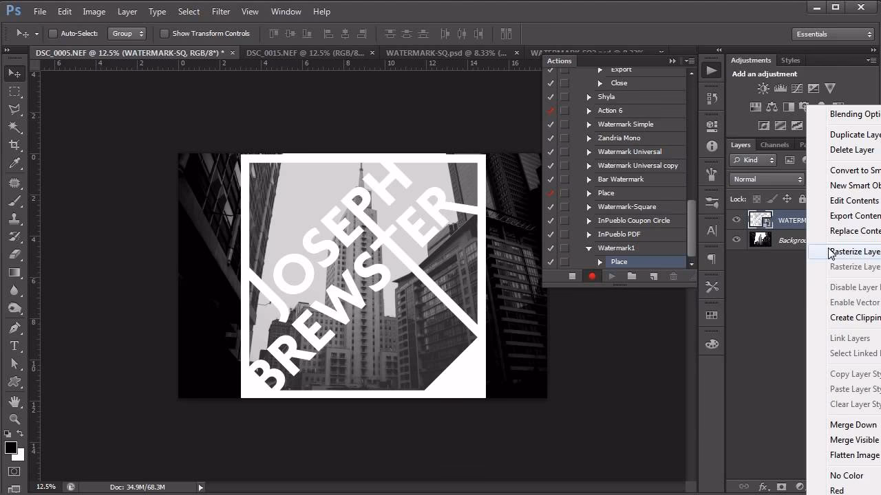 How do you make a watermark effect?