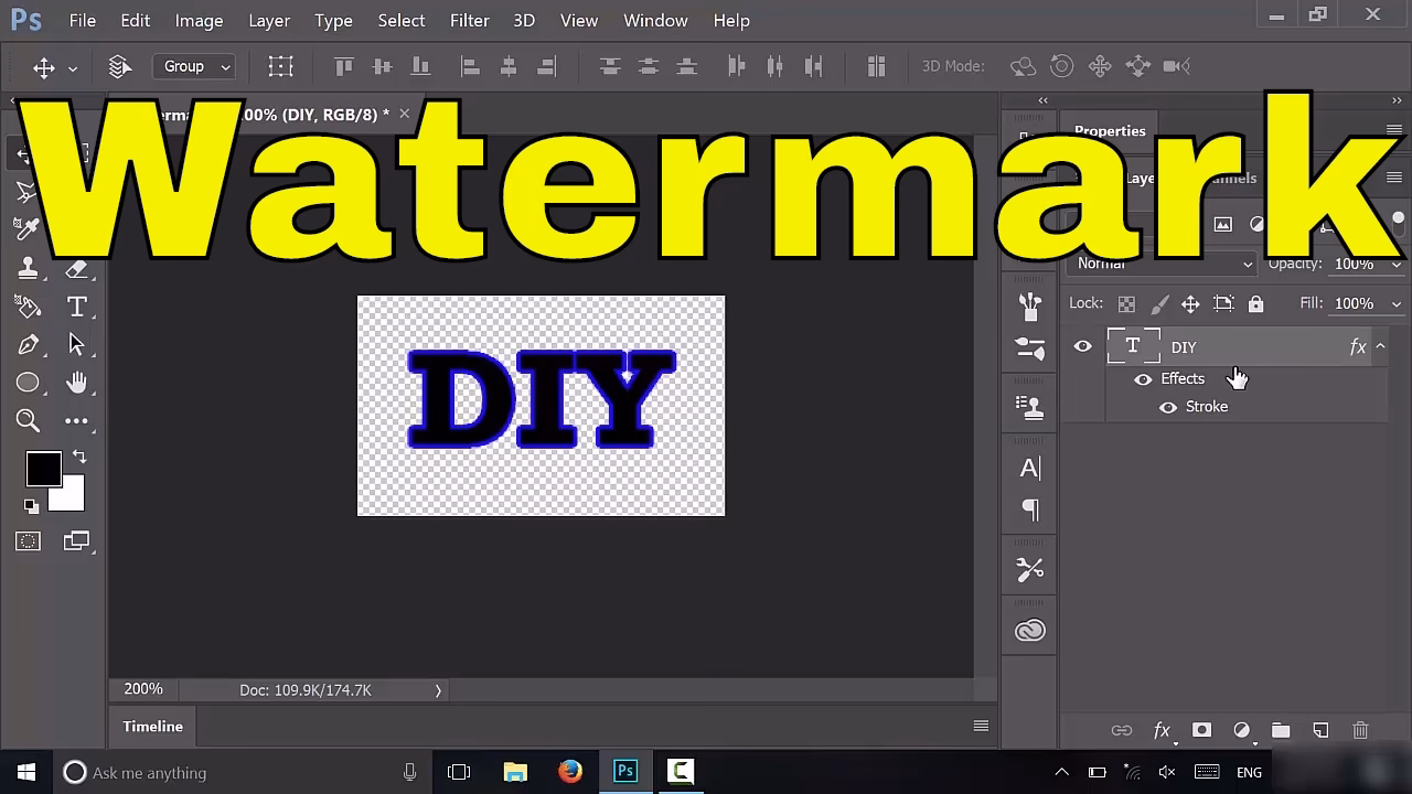 How to make text watermark in Photoshop?