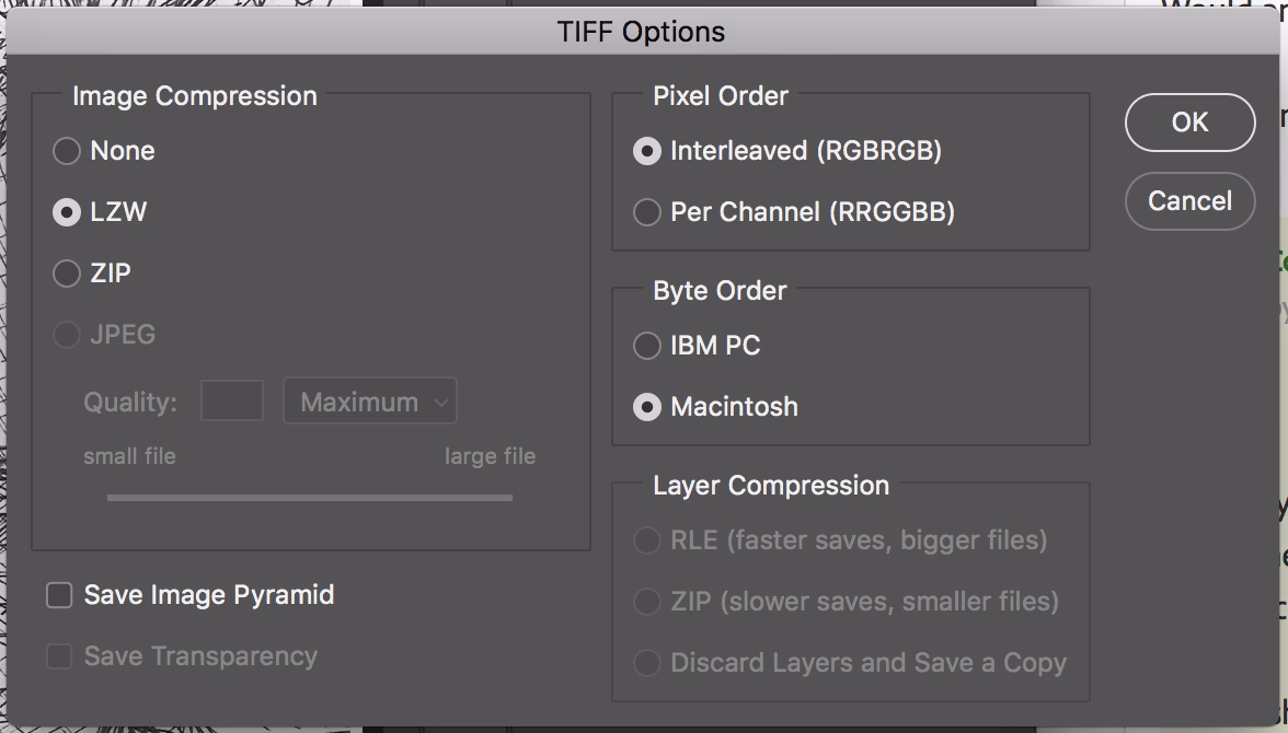 How to save a file in TIFF format?