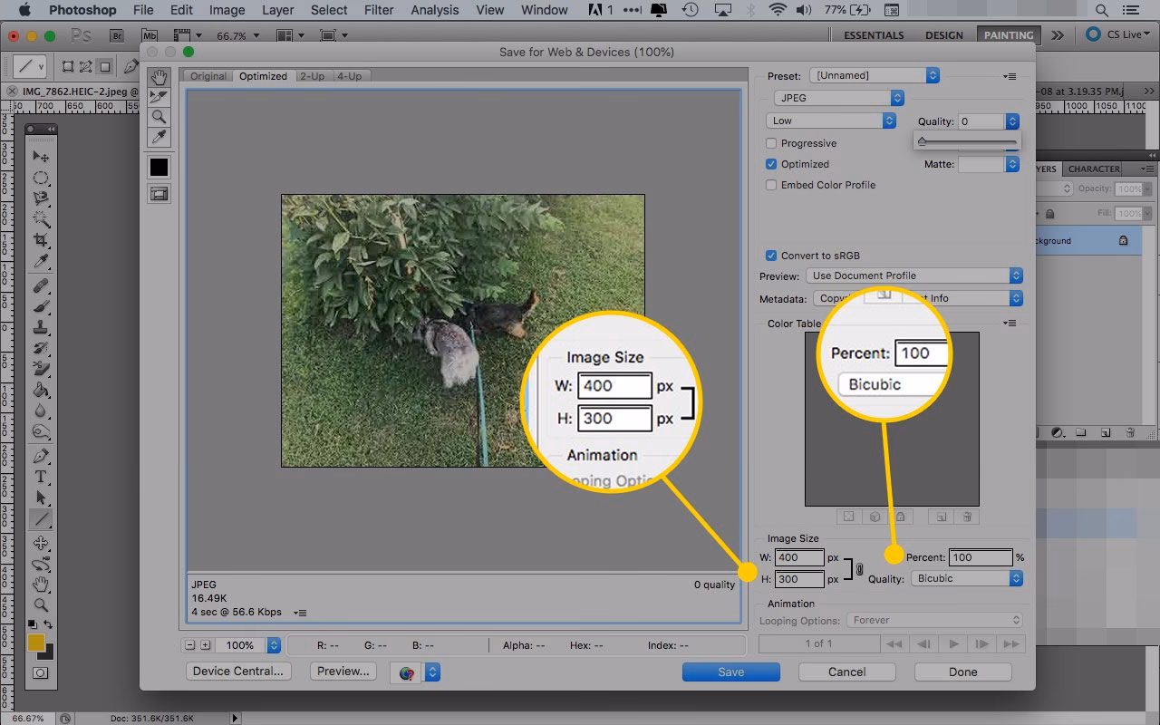 How do you save images for Web in Photoshop?