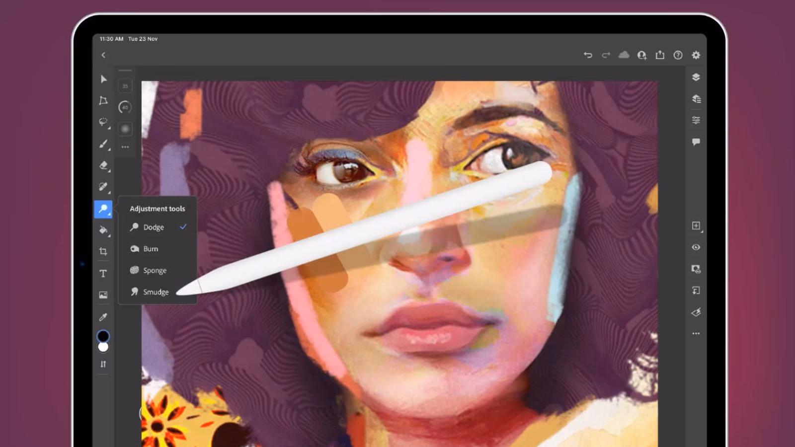 What is the smudge tool key in Photoshop?