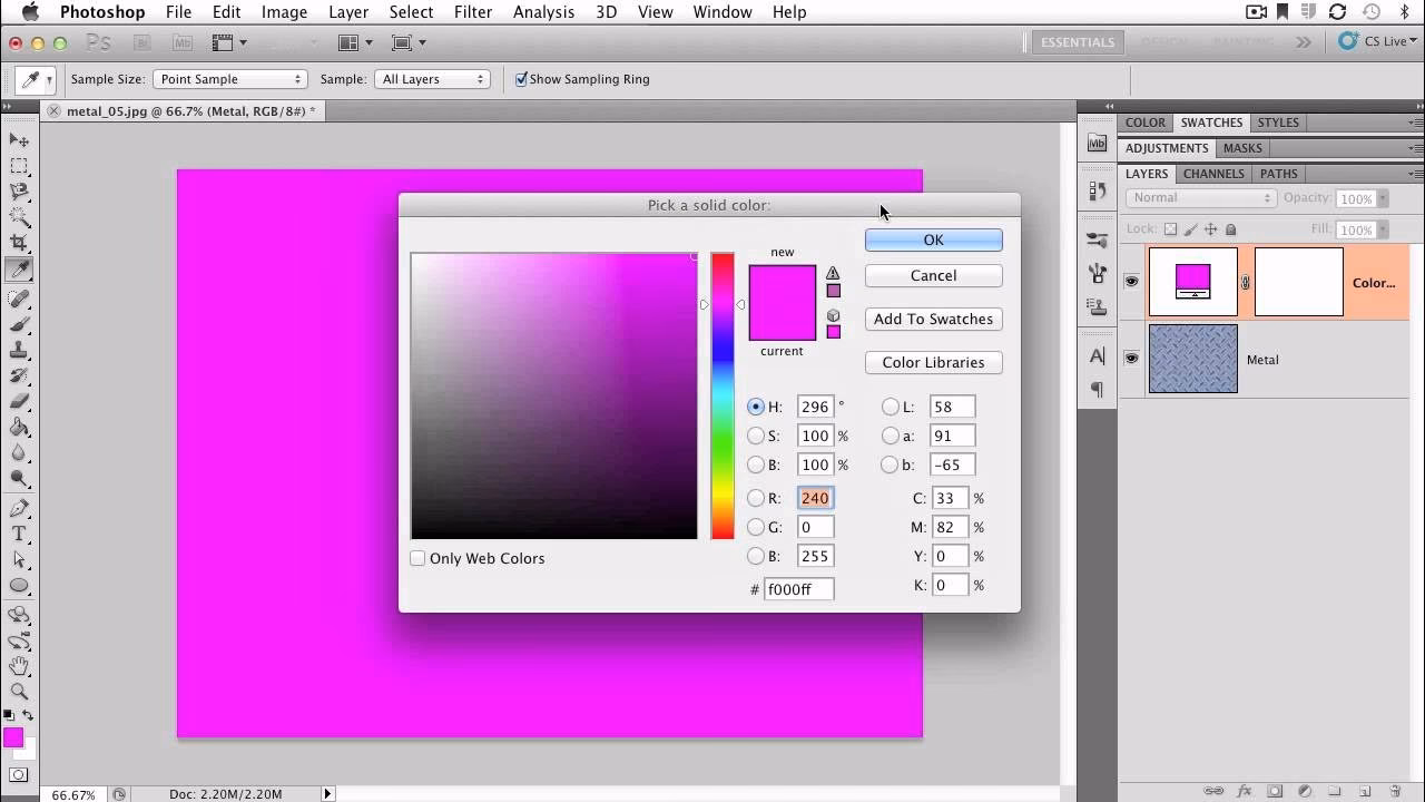 How do you make a solid color in Photoshop?