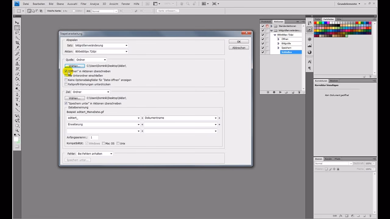 Wie kann ich Fotos mit der Stapelverarbeitung bearbeiten?