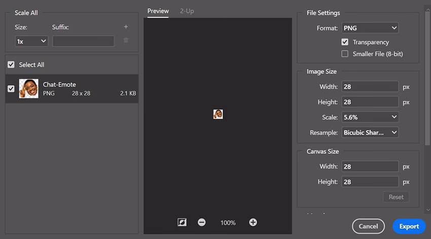What size should Twitch emotes be?