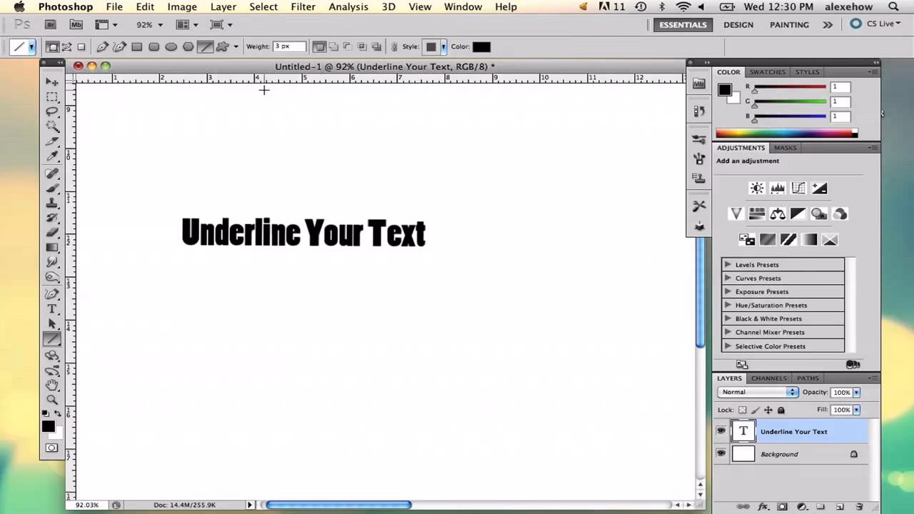 How to underline text in Adobe?