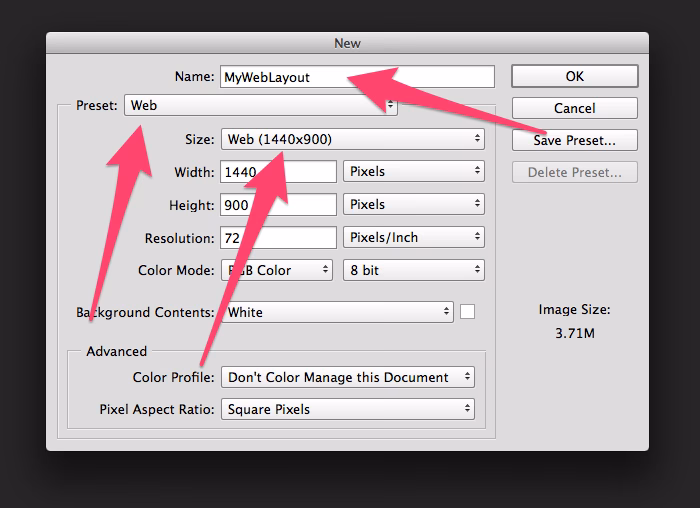 What is the standard size for a web page?