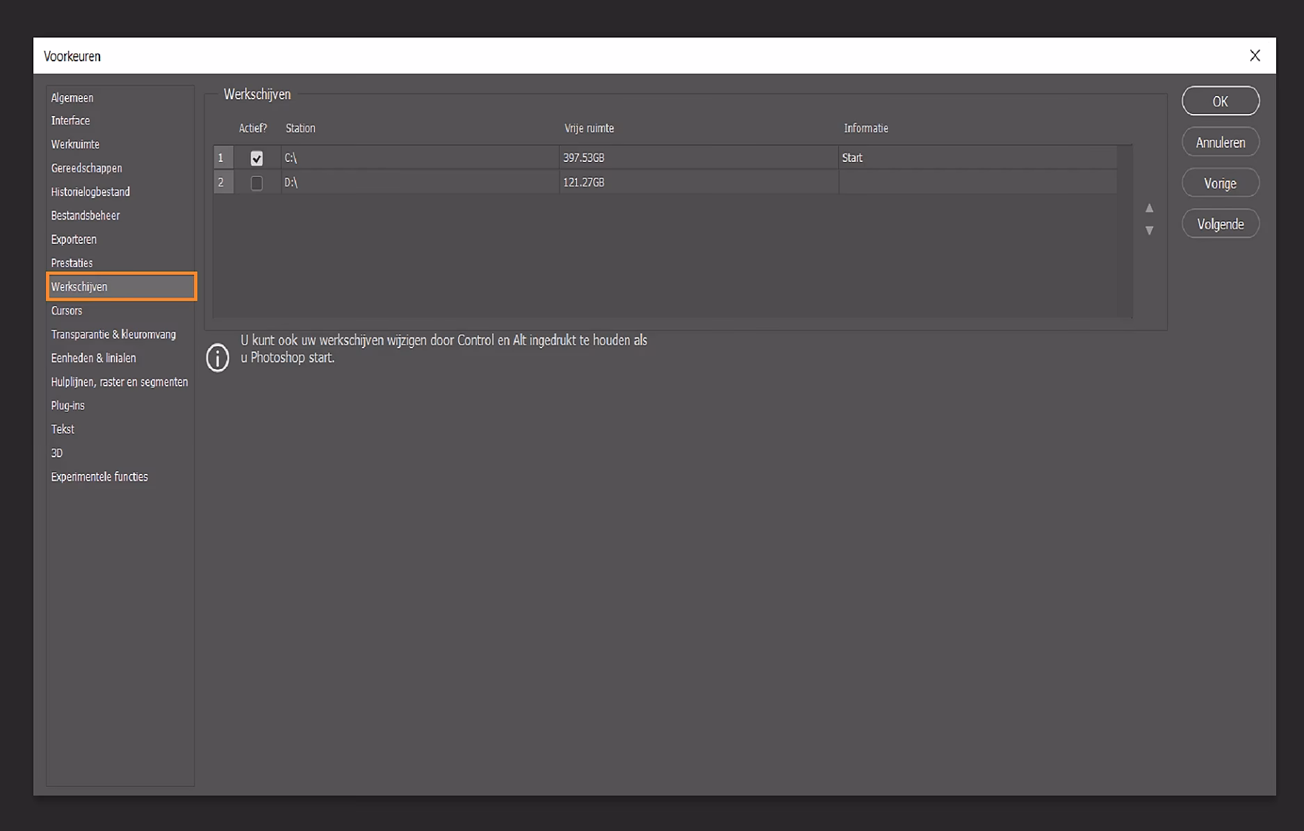 Wat betekent het als de werkschijven vol zijn?
