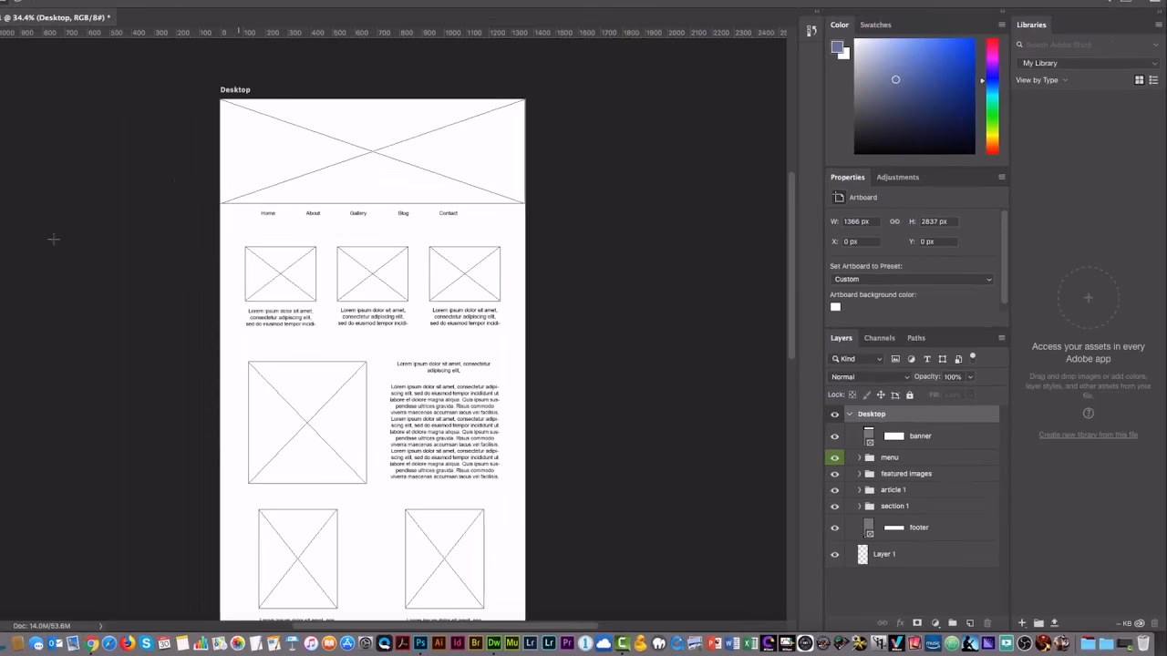 What is wireframe in Photoshop?